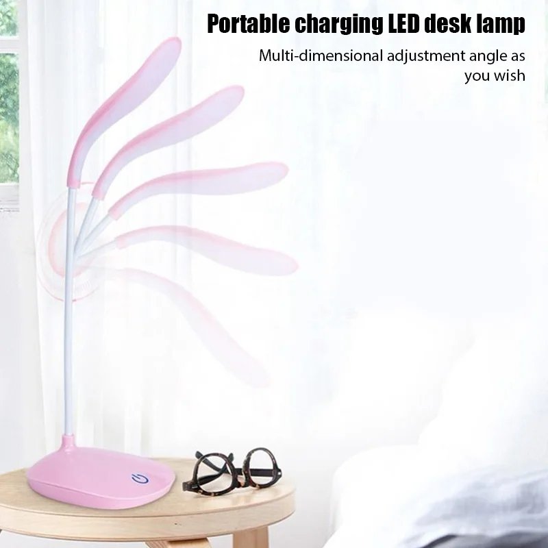 Table Lamp USB Plug Rechargeable Desk Lamp Bed Reading Book Night Light LED 3 Modes Dimming Eye Protection Light Bedside Lamp