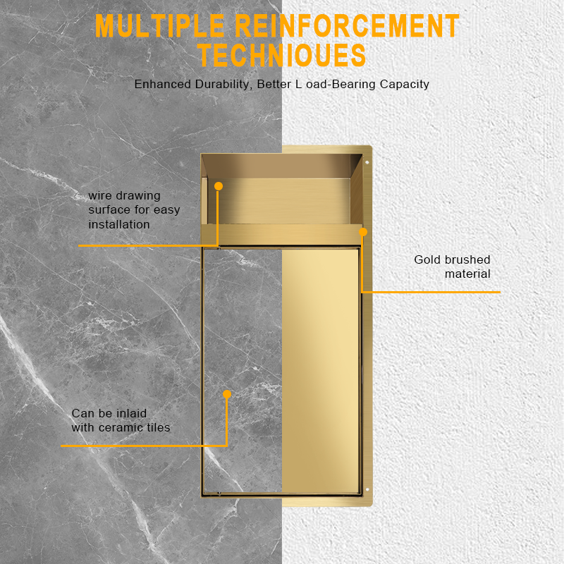 Stainless Steel Dual Tier Wall Niche Wall Mounted Storage Cabinet With Spring Lock For Bathroom Shower Living Room