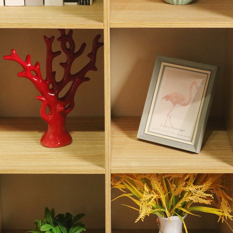 Medieval modern wide bookshelves and teak Brown storage units for living rooms, study and office shelves