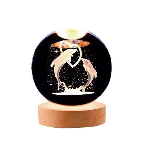 3D Art Crystal Ball Night Lamp with LED Lights Solar System Luna Saturn Sphere Book Decor Home Decorative Saturn Lamp