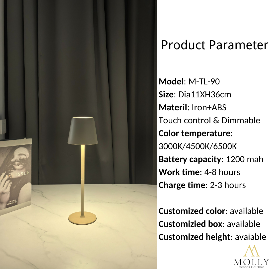 study modern boutique decorative table lamp rechargeable cordless led light up bar table for hotel bedside bedroom living room
