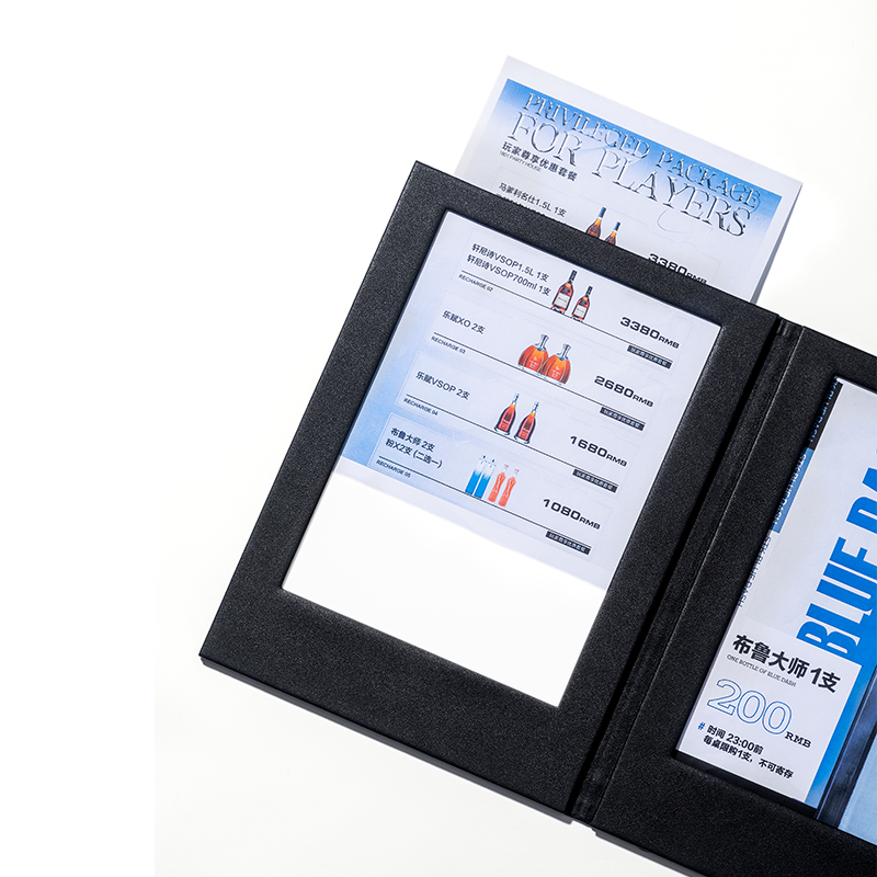 Rechargeable double side A4 LED light menu board restaurant menu book lighting menu for bar night club