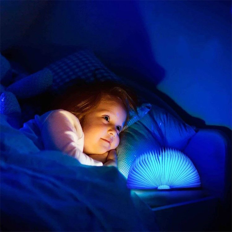 3d Cute Wooden Portable Child Usb Multi Color Folding Paper Book Bedroom Night Light for Kids Desk Table Lamp