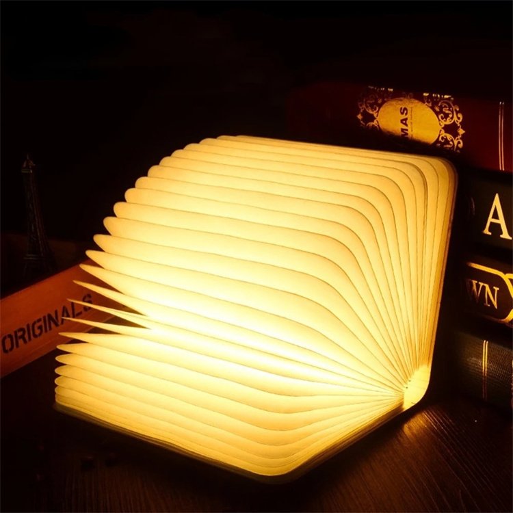 3d Cute Wooden Portable Child Usb Multi Color Folding Paper Book Bedroom Night Light for Kids Desk Table Lamp