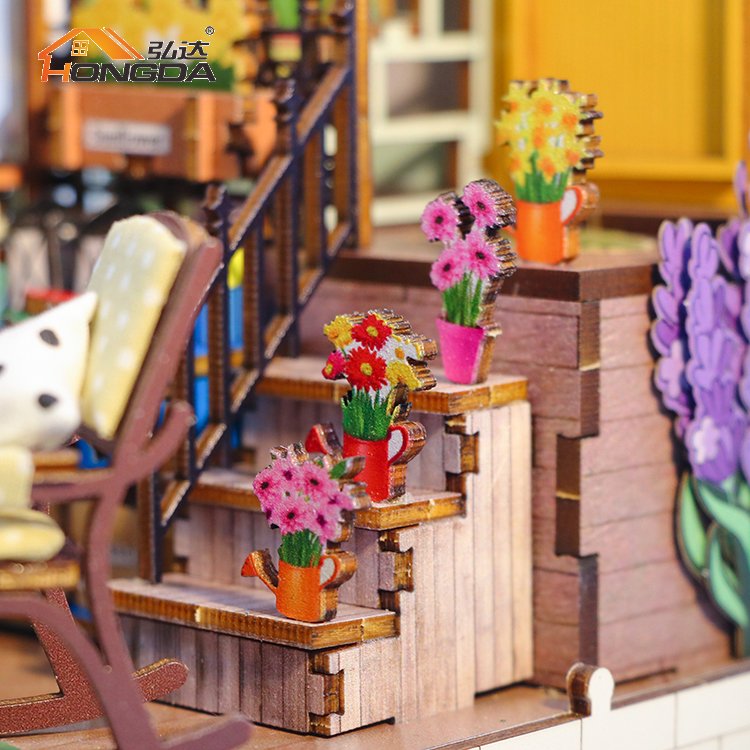 Hongda M2313 Garden House Book Kit Nook 3D Wooden Book Nook Miniature Diy Book Nook With Light