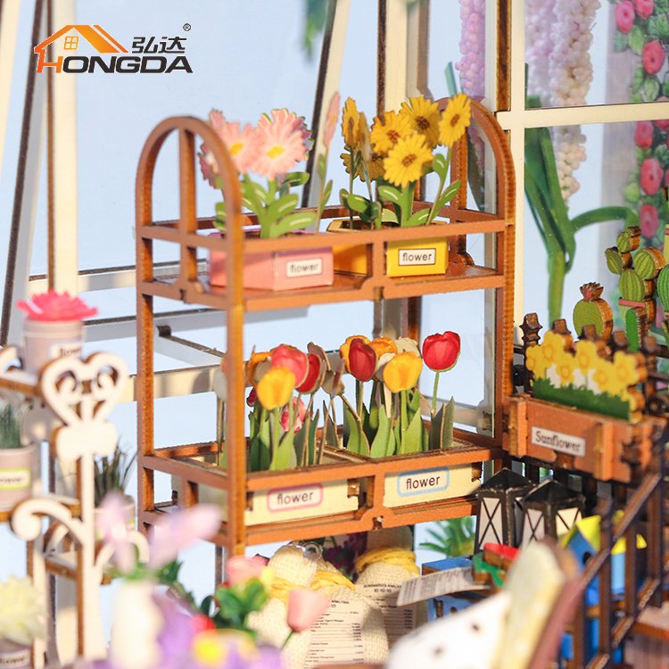 Hongda M2313 Garden House Book Kit Nook 3D Wooden Book Nook Miniature Diy Book Nook With Light