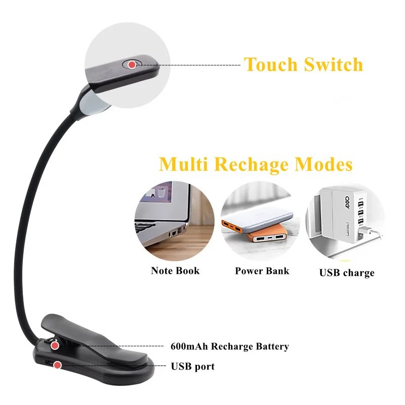 Rechargeable Book Light for Reading in Bed Night Lights for Readers Reading Lights for Book Portable & Adjustable Reading Lamp