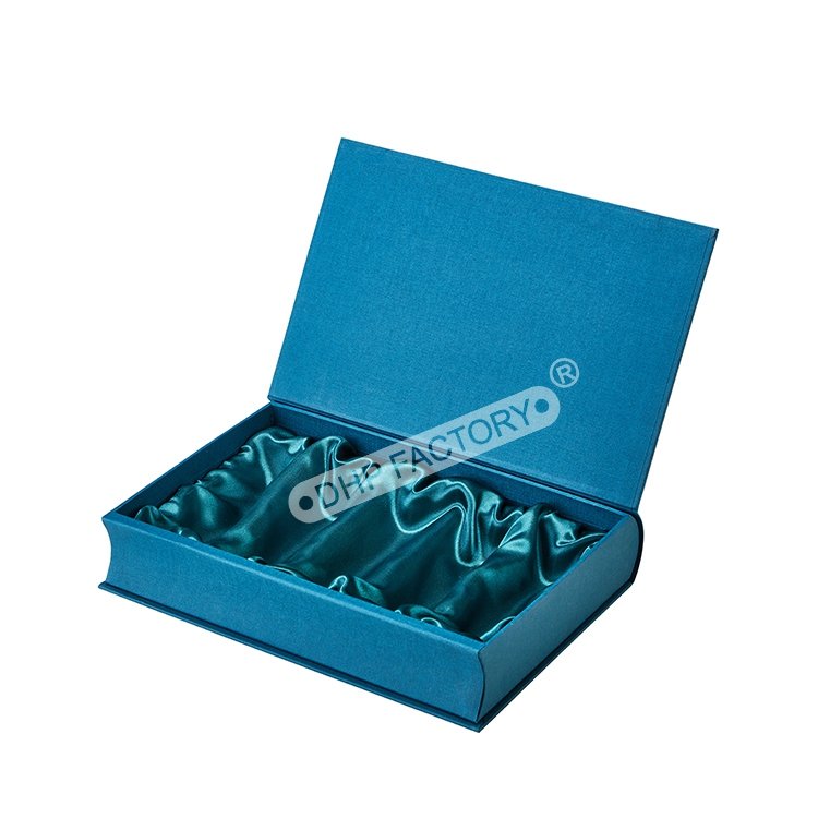 Custom logo unique unisex perfume spray packaging rigid cover magnetic closure book style scent gift box cut out