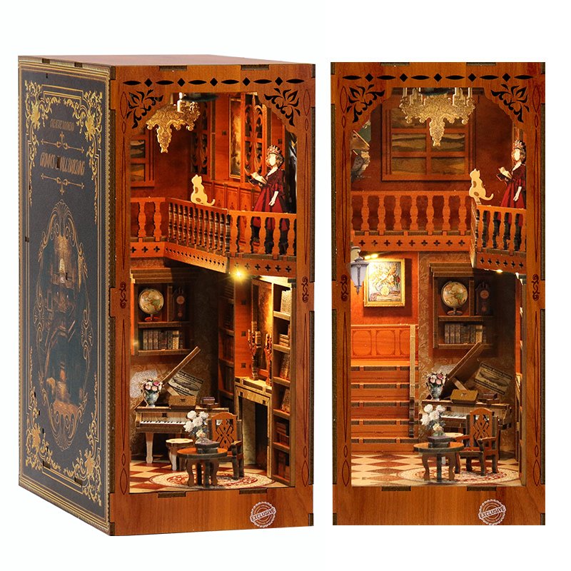 Dollhouse with LED touch Light miniature books diy decorative miniature house Book Hook