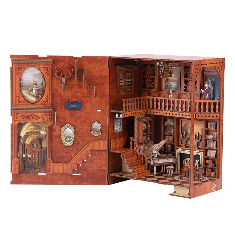 Dollhouse with LED touch Light miniature books diy decorative miniature house Book Hook