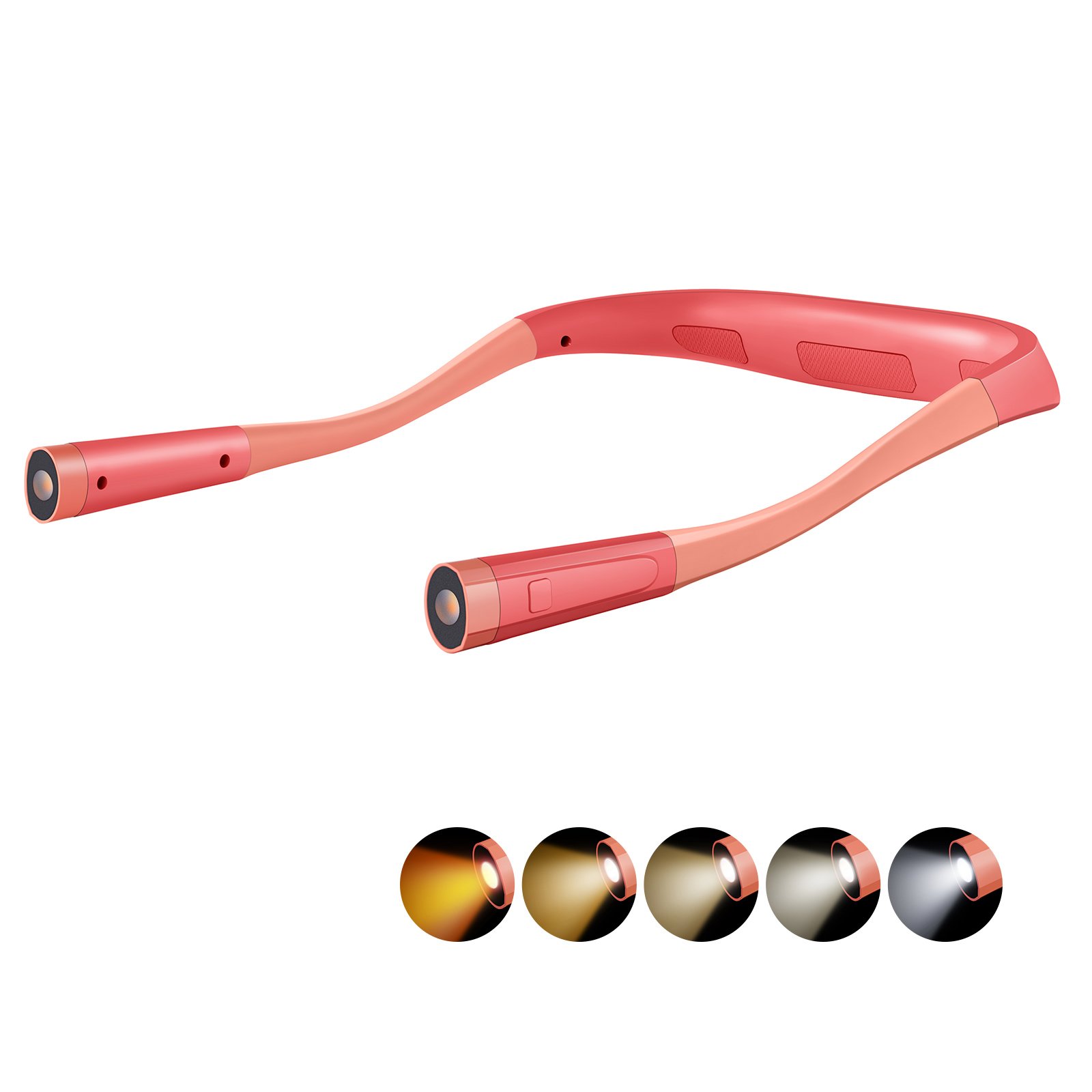 Neck Reading Light, Book Light, Rechargeable, 5 Color Temperatures Adjustment, 3 Brightness Dimmer