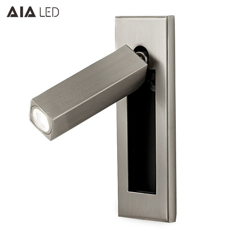 Rotating embed mounted led headboard reading wall light 3W led book bed wall light bedside wall lamp for villa hotel room