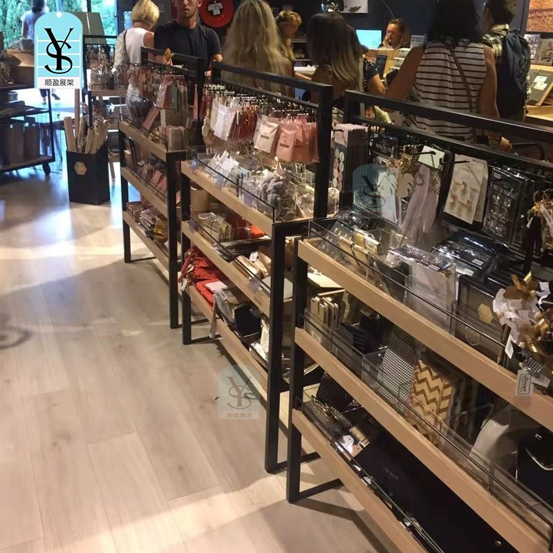Wooden Iron Display Racks Flooring Stands Toy Stationary Book accessories Store Middle Island Shelf