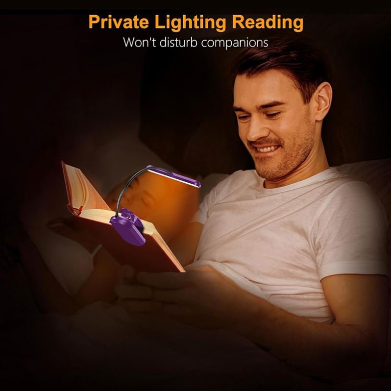 Book Light Reading Bedside LED Rechargeable Stepless Dimming Brightness Book clip Night lamp
