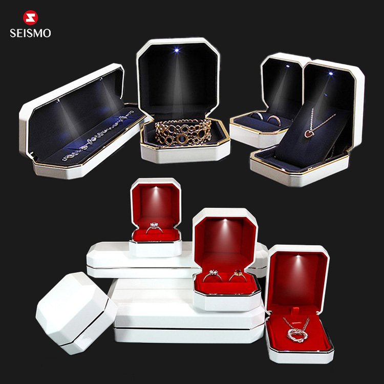 case long box jewelry with necklace packaging bracelet light custom gift jewellery new plastic luxury led jewelry box packaging