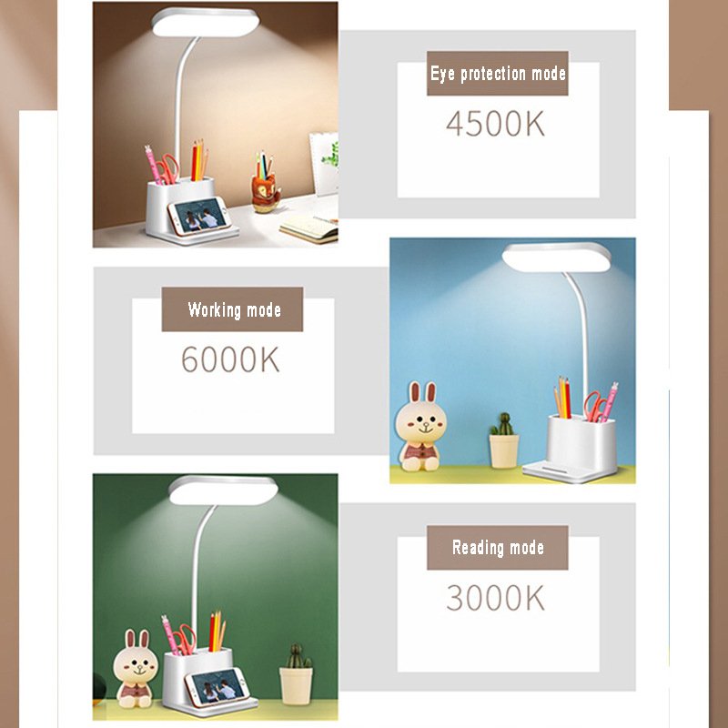 Led Dormitory Reading Lamp Usb Rechargeable Bedside Bedroom Study Small Table Lamp Multifunctional Eye Protection Student Square