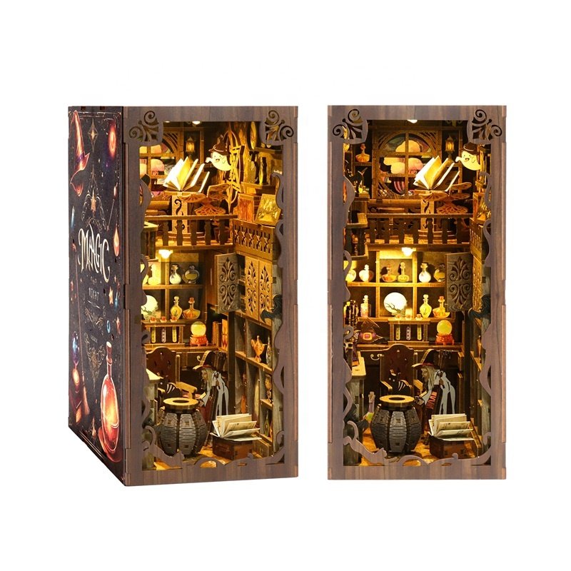Wholesale Tonecheer book nook shelf insert Christmas nook book doll houses 3d puzzle custom book nook diy for adults
