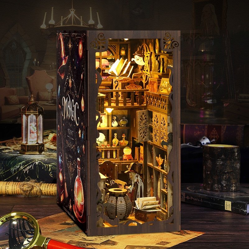 Wholesale Tonecheer book nook shelf insert Christmas nook book doll houses 3d puzzle custom book nook diy for adults