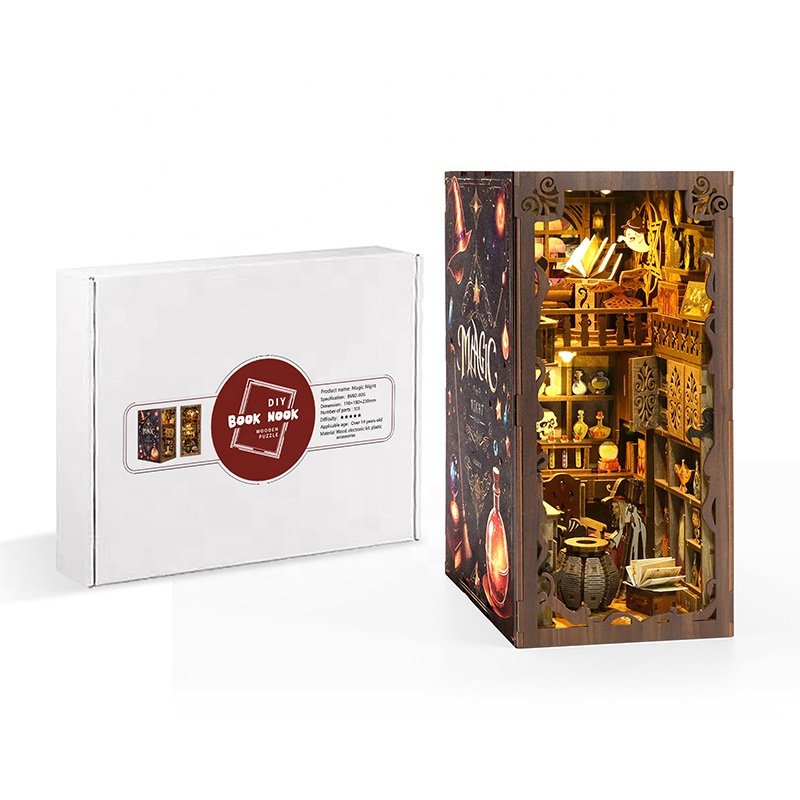 Wholesale Tonecheer book nook shelf insert Christmas nook book doll houses 3d puzzle custom book nook diy for adults
