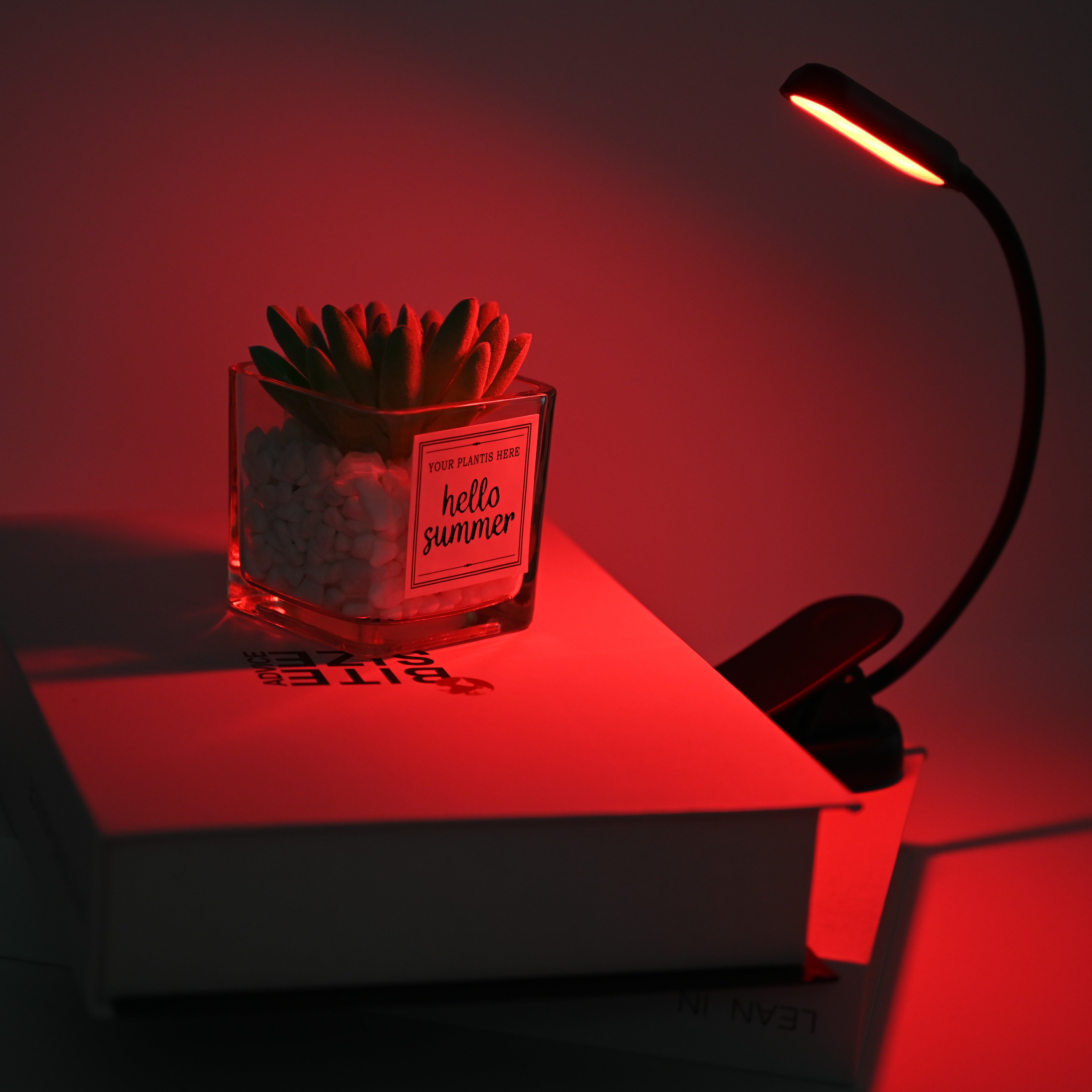 660nm Healthy Red Light Brightness Adjust LED Clip on Portable Reading in Bed USB Rechargeable Book Light for Eye-Protection