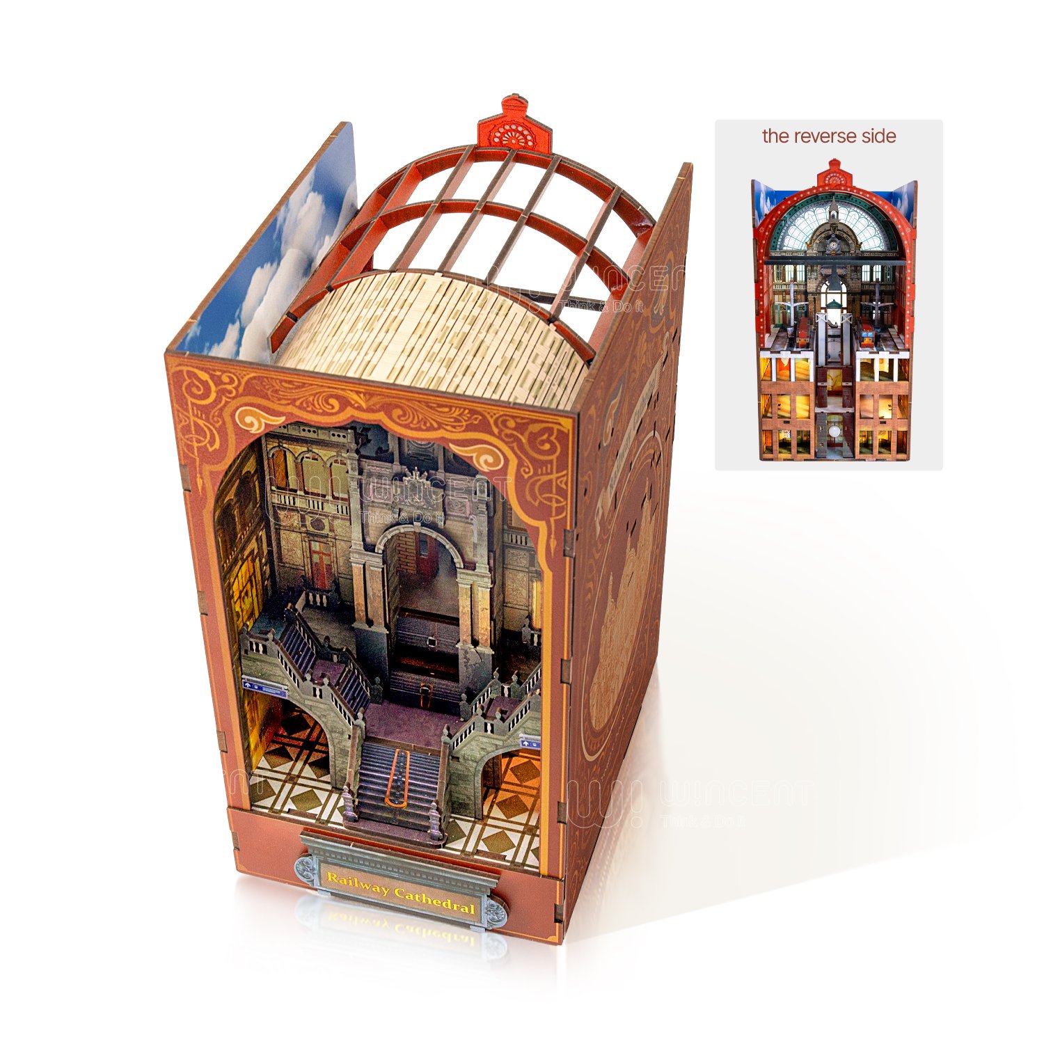 Factory Direct Sale Unfinished Wood Puzzle 3D Book Stand Bookends Home Decor Decorative Book Nook Kit Gifts and Crafts