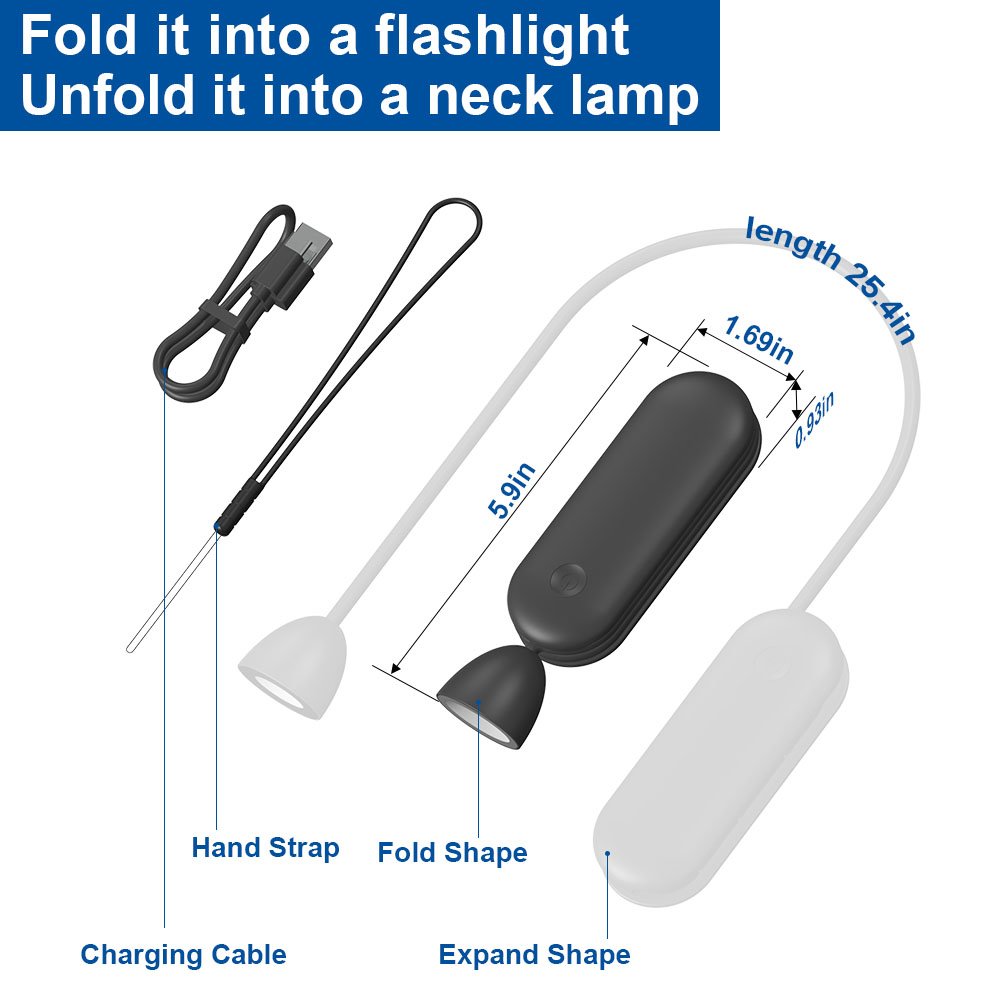 Foldable Flashlight Led Hanging Neck Light Rechargeable Eye Protection Flexible Book Reading Lamp lumiere du livre