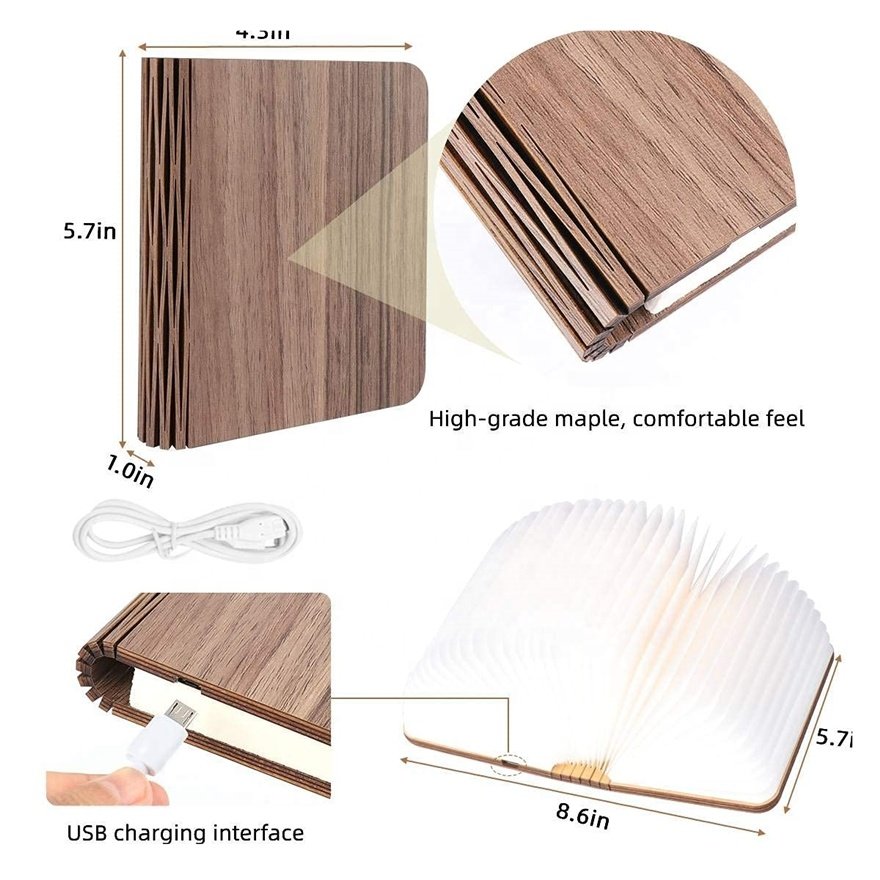 New Novelty Book 5 Colors Folding Night Portable Desk Light Lamp