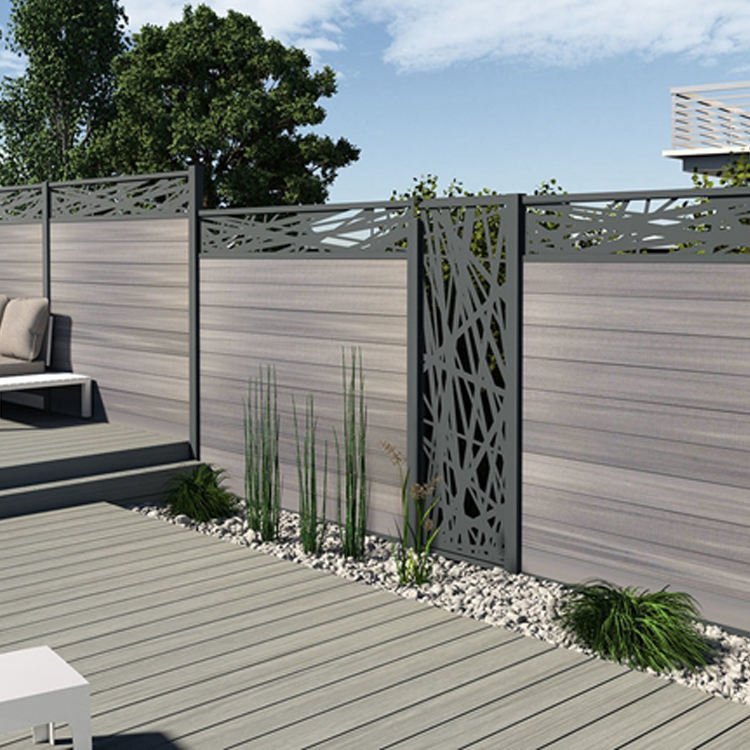 Eco-friendly Black Metal Composite Wpc Exterior Fence Privacy Garden Fence Panel