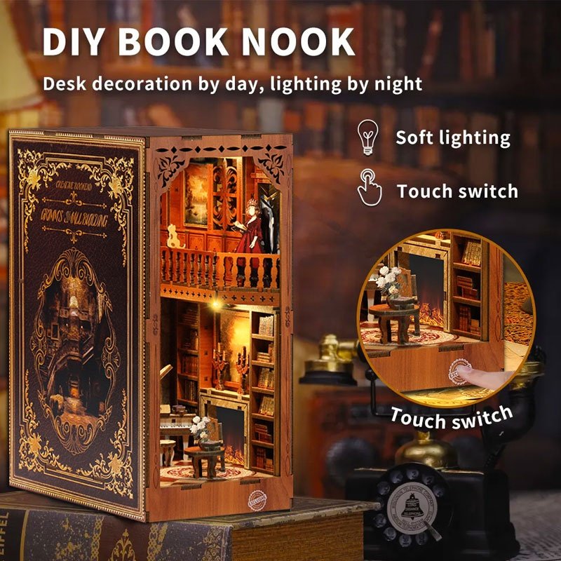 Factory Custom Laser Cutting diy dollhouse miniature kit diy book nook diy miniature house