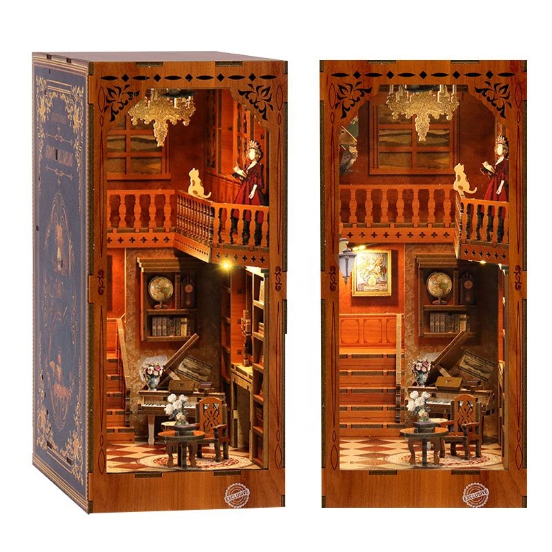 Factory Custom Laser Cutting diy dollhouse miniature kit diy book nook diy miniature house