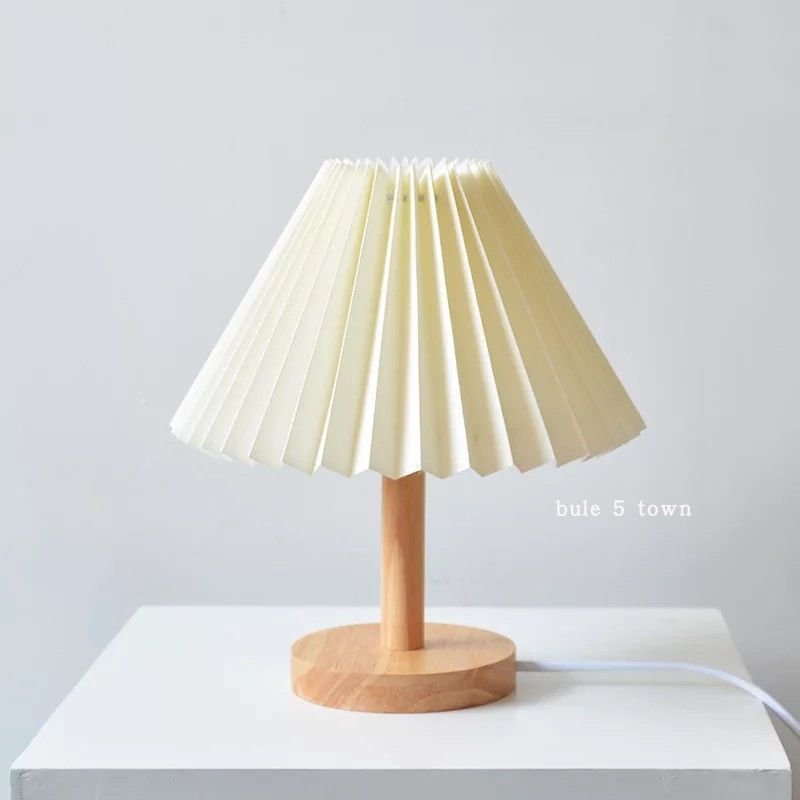 Hotel Bedside Lights Fabric Wood Vintage American Style USB Rechargeable Table Lamp