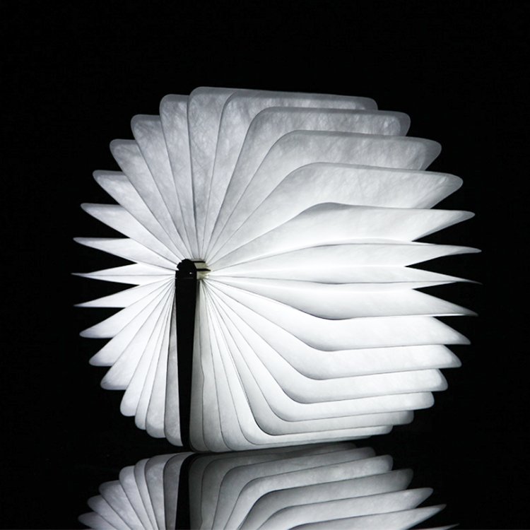 Waterproof DuPont paper folding wooden mini book lamp LED lumio book shaped led book light