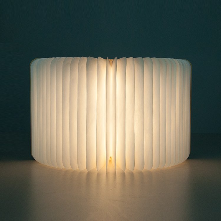 Waterproof DuPont paper folding wooden mini book lamp LED lumio book shaped led book light