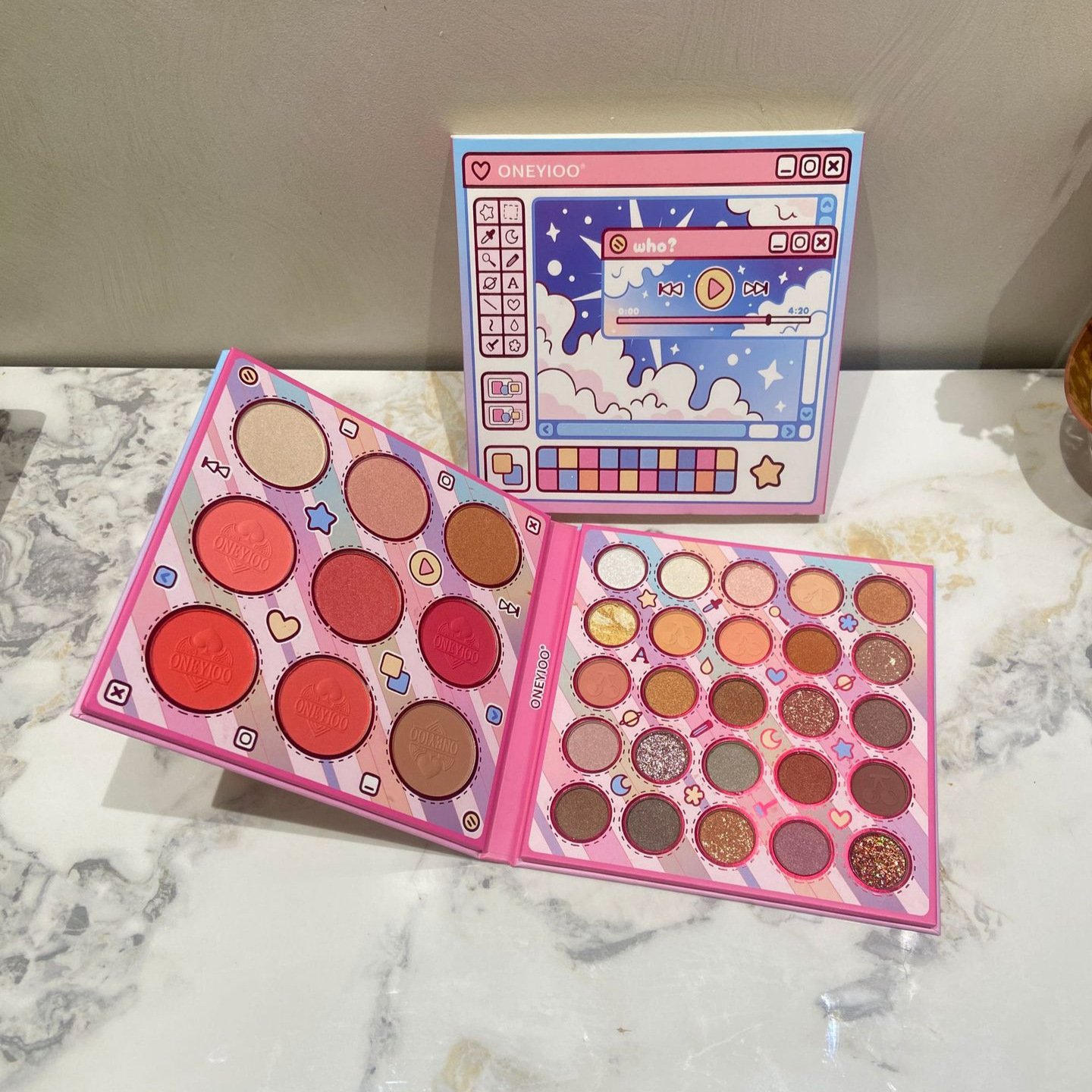 The Game style 34-Color New style ONEYIOO Eye Shadow Book stage performance Pressed Glitter Eyeshadow Factory Direct Waterproof