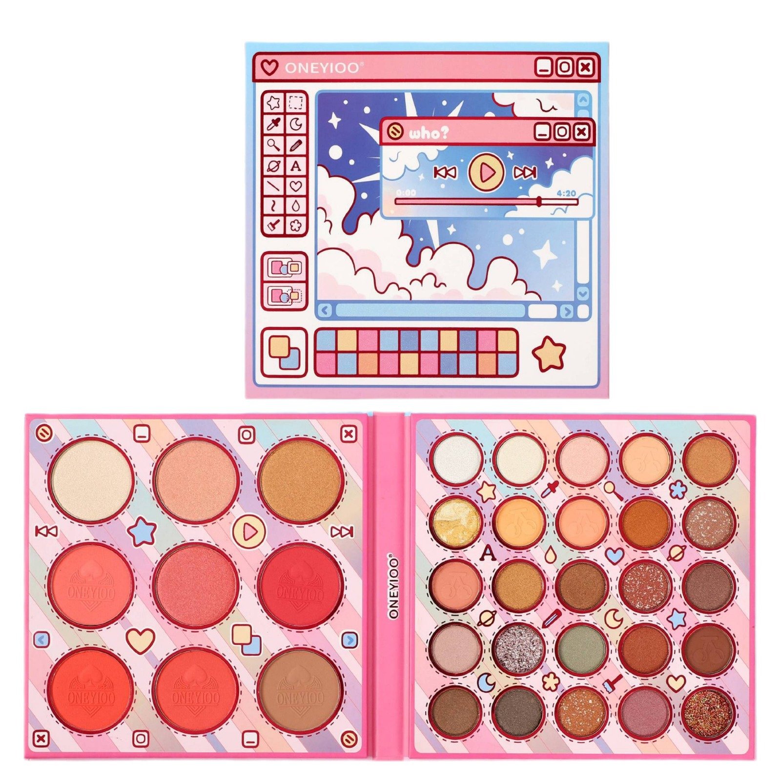 The Game style 34-Color New style ONEYIOO Eye Shadow Book stage performance Pressed Glitter Eyeshadow Factory Direct Waterproof