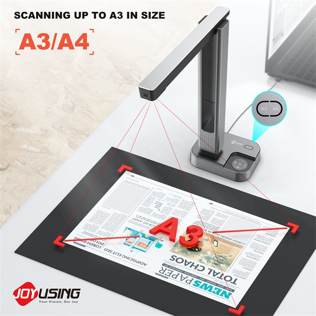 Joyusing Book Scanner Automatic Ocr A3 16MP Portable Personal Desktop Scanner