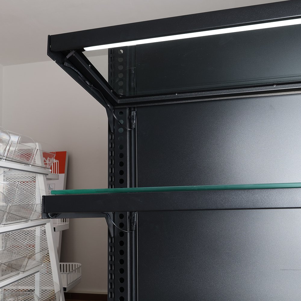 6-tier led metal wood display book shelf supermarket shelf dimmable LED lights wall mounted track light strip rail