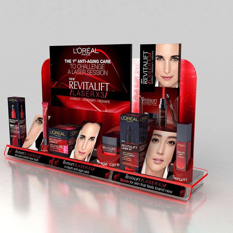 T-shaped Display Modular Exhibition Booth Double Sided Transparent Display Tobacco Countertop Cabinet