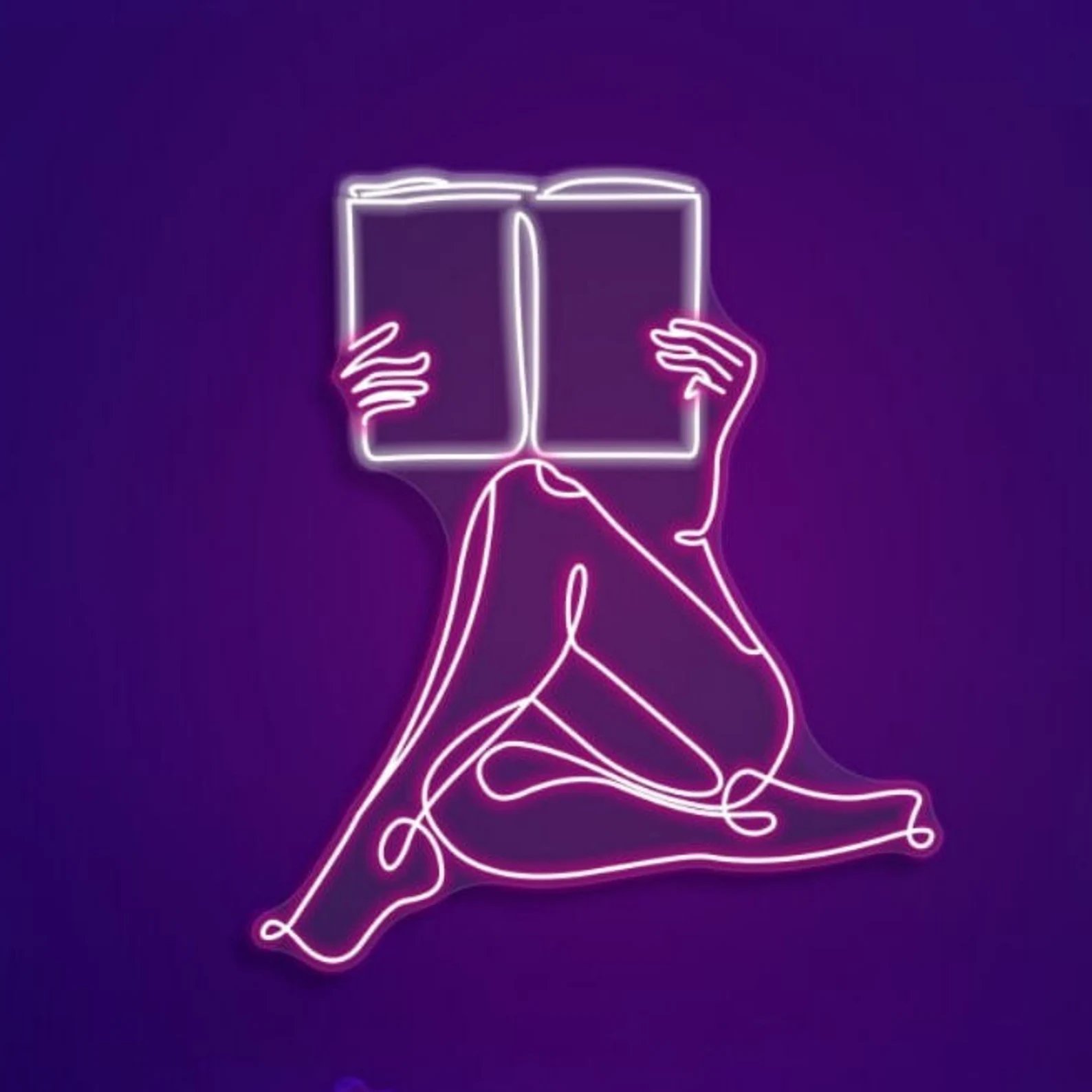 Cailemeng Woman Reading Books Neon Light Decor Body Bedroom Neon Sign, Bedroom Neon signs Decoration Book Lovers Led Sign Shop