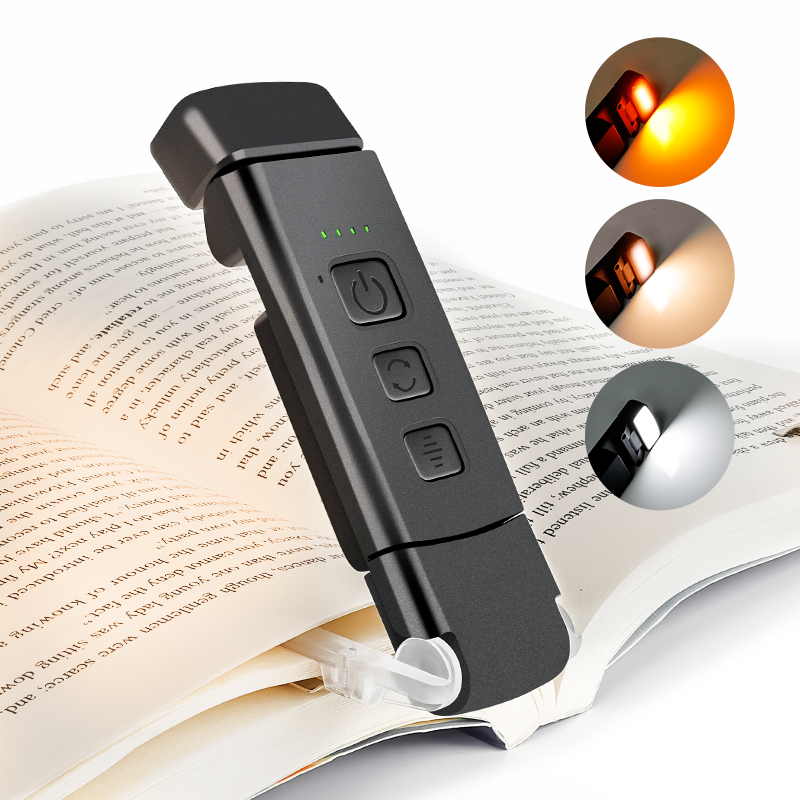 Clip-On Rechargeable Book Light 3 Lighting Modes 5 Brightness Options for Reading in Dim Light