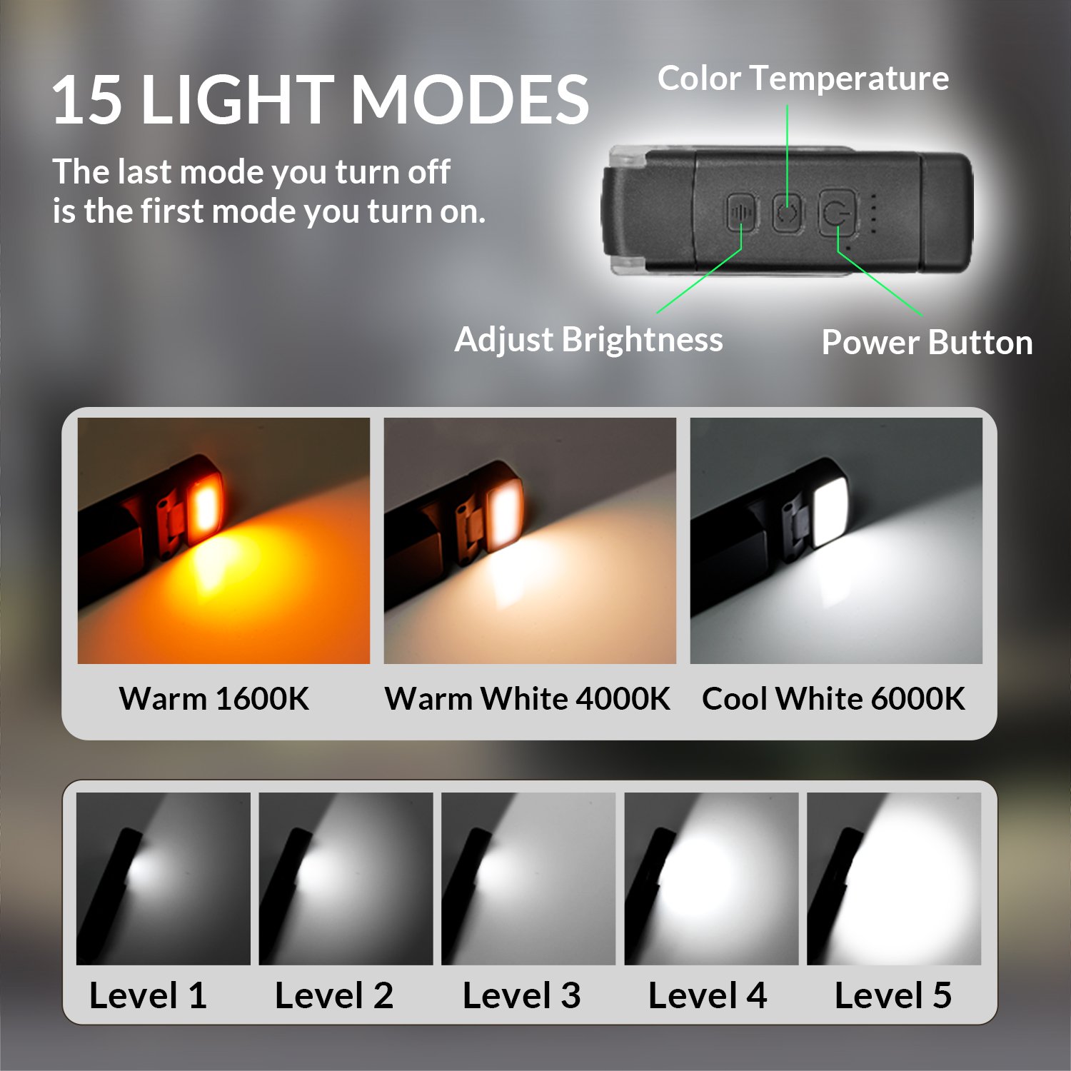 Clip-On Rechargeable Book Light 3 Lighting Modes 5 Brightness Options for Reading in Dim Light