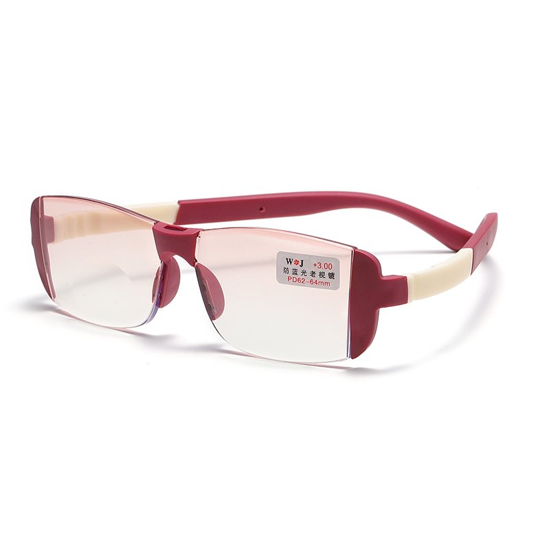 XH Shuangguang Bifocal PC Rimless Frame Blue light blocking Presbyopia magnifying Glasses anti radiation Reading Glasses