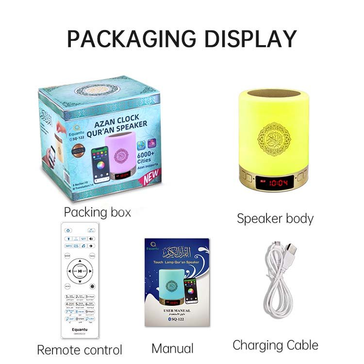 Arabic Quran Speaker Smart APP Control Wireless Bluetooth Seven Color Light Five Prayer Azan Time Quran Players