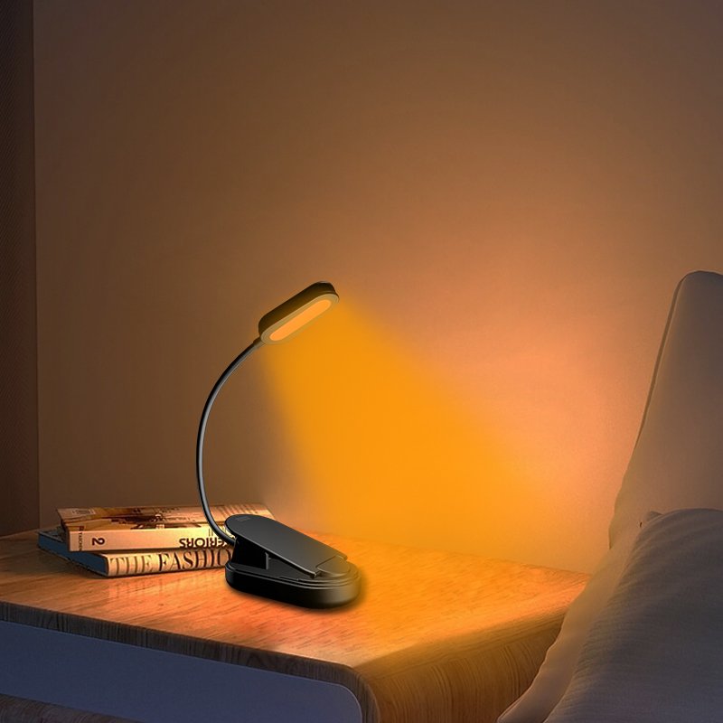 2024 new rechargeable smart clip on foldable amber color suitable for bedroom and living room PC material LED reading light