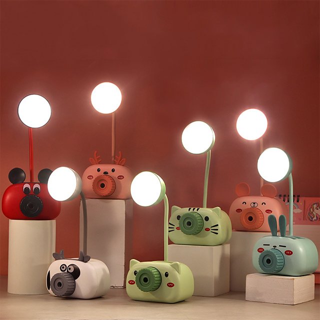 2022 Lovely multi-function Table lamp pencil sharpener study usb rechargeable flexible led desk lamp for students