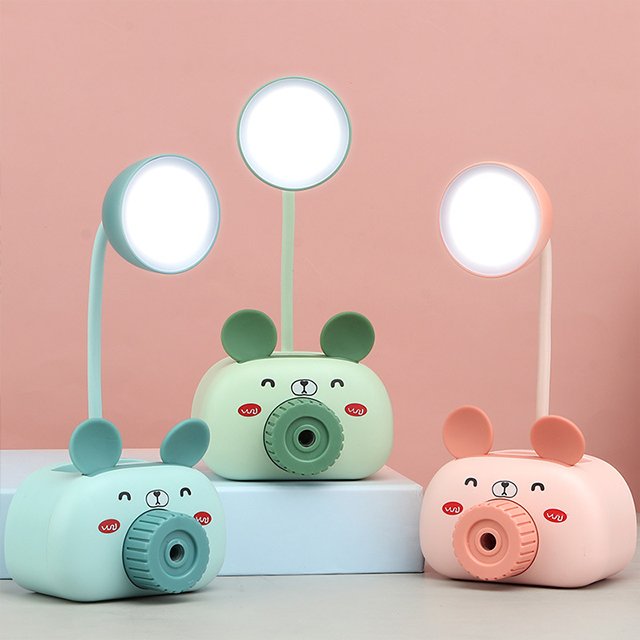 2022 Lovely multi-function Table lamp pencil sharpener study usb rechargeable flexible led desk lamp for students