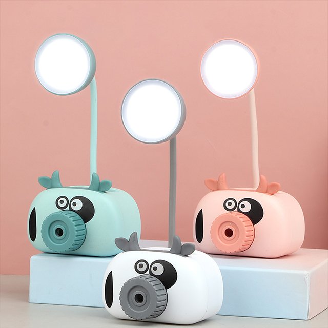 2022 Lovely multi-function Table lamp pencil sharpener study usb rechargeable flexible led desk lamp for students
