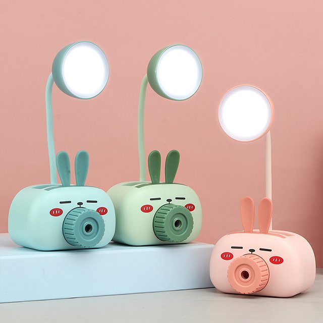 2022 Lovely multi-function Table lamp pencil sharpener study usb rechargeable flexible led desk lamp for students