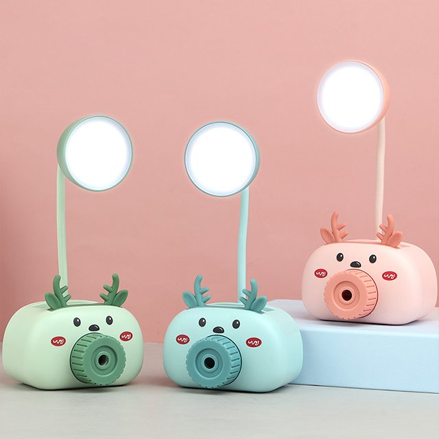 2022 Lovely multi-function Table lamp pencil sharpener study usb rechargeable flexible led desk lamp for students