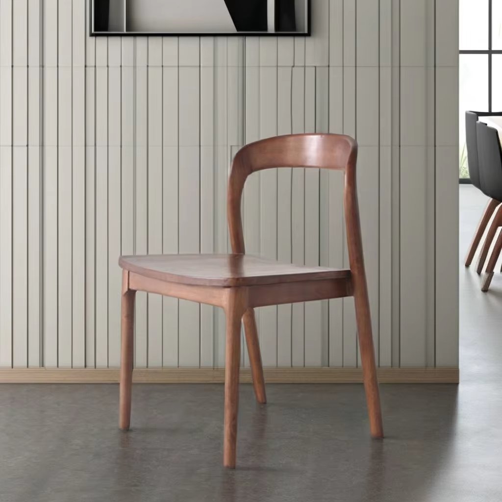 Customized Personalized Design All Solid Wood Chair Curved Back Book Chair Simple And Light Luxury oak Dining Chair